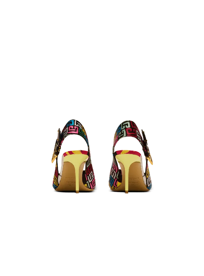 Balmain Heeled Ruby Slingbacks In Printed Satin Multicolor Women High Heels and Pumps