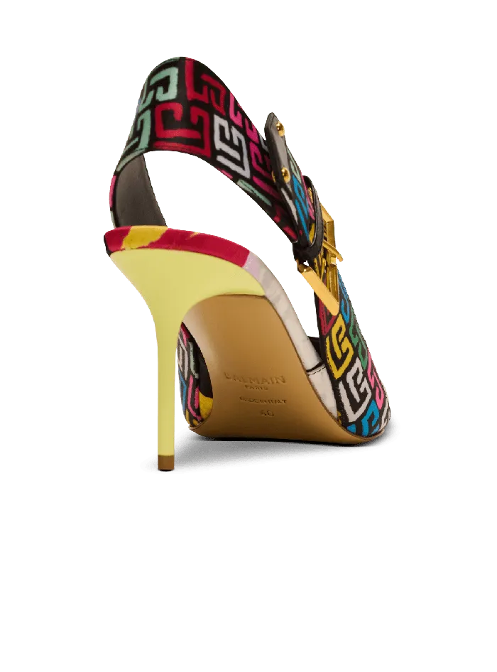 Balmain Heeled Ruby Slingbacks In Printed Satin Multicolor Women High Heels and Pumps