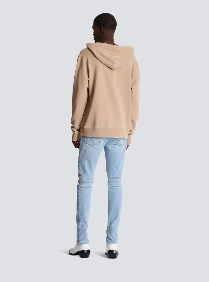 Balmain Hoodie With Vintage Embroidery Beige Men Sweatshirts