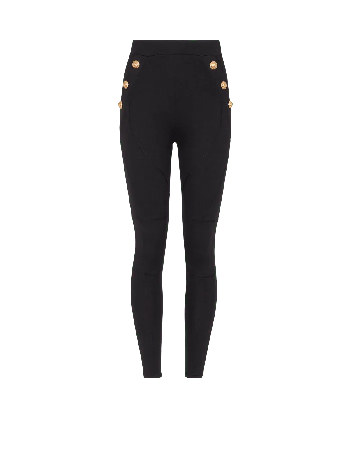 Balmain Jersey Leggings With 6 Buttons Black Women Trousers And Shorts