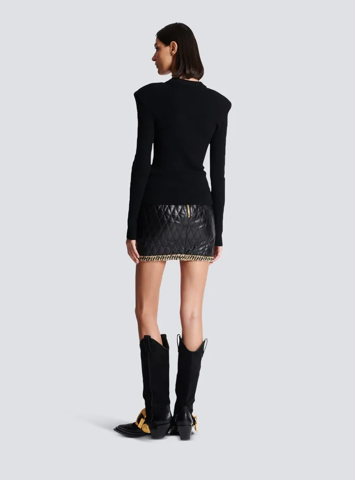 Balmain Knit Jumper With Button Details Black Women Knitwear