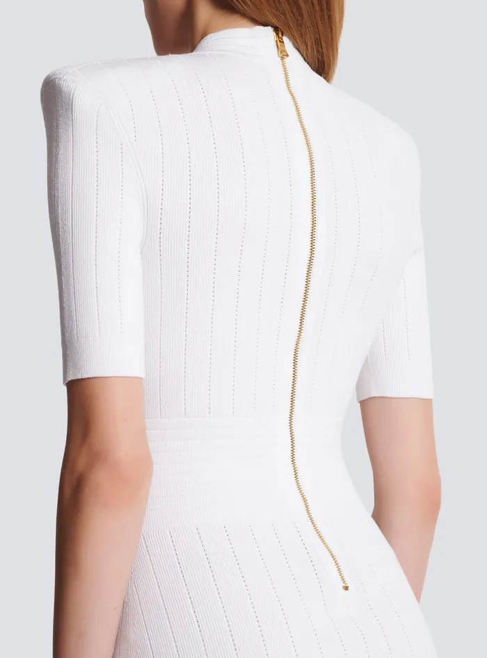Balmain Knitted Dress With Buttons White Women Dresses