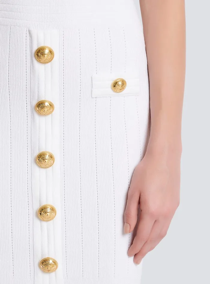 Balmain Knitted Dress With Buttons White Women Dresses