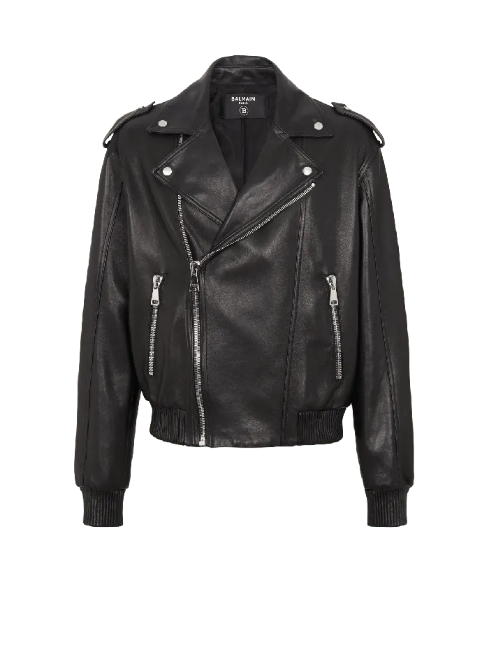 Balmain Leather Bomber Jacket Black Men Outerwear