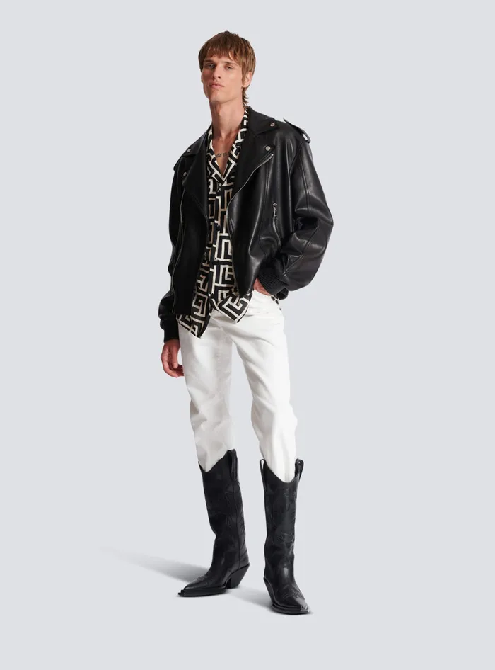 Balmain Leather Bomber Jacket Black Men Outerwear Balmain Leather Bomber Jacket Black Men Outerwear