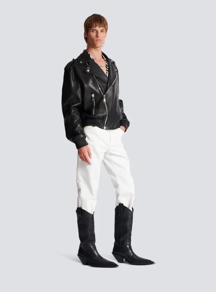 Balmain Leather Bomber Jacket Black Men Outerwear Balmain Leather Bomber Jacket Black Men Outerwear