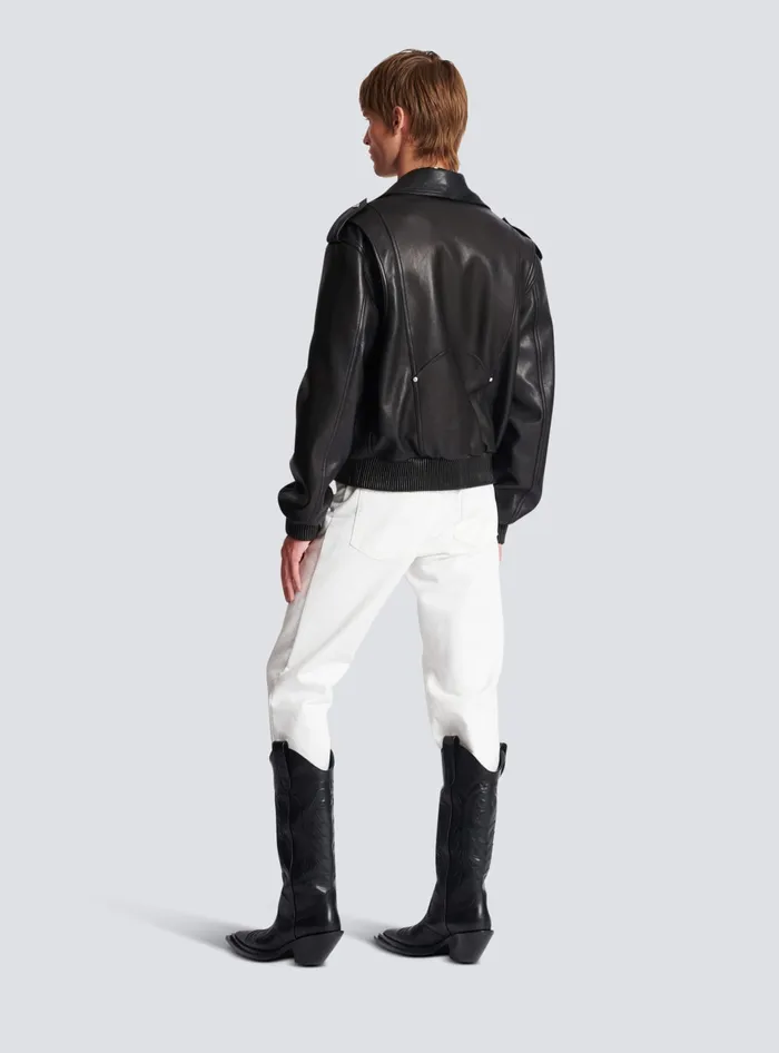 Balmain Leather Bomber Jacket Black Men Outerwear Balmain Leather Bomber Jacket Black Men Outerwear