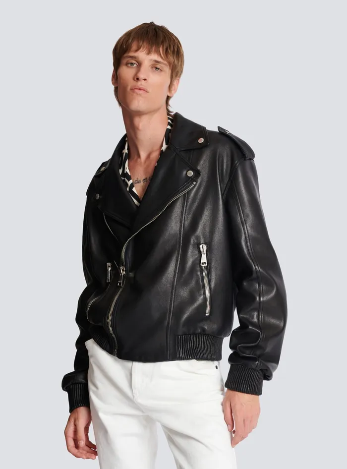 Balmain Leather Bomber Jacket Black Men Outerwear Balmain Leather Bomber Jacket Black Men Outerwear