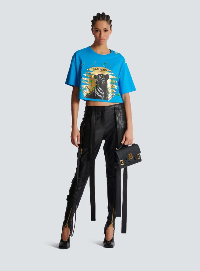 Balmain Leather Cargo Trousers With Straps Black Women Trousers And Shorts