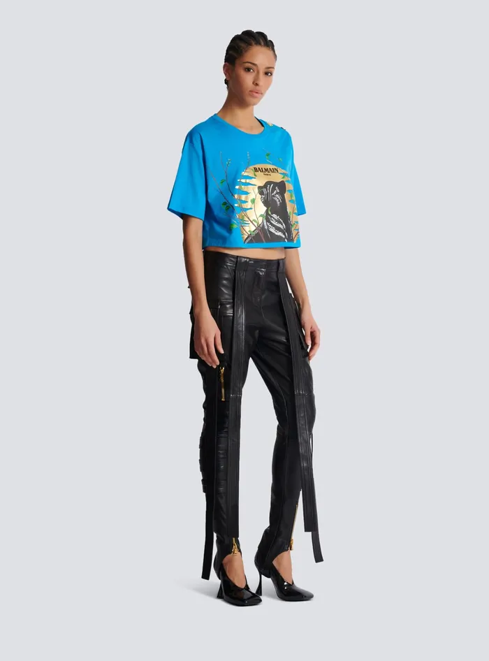 Balmain Leather Cargo Trousers With Straps Black Women Trousers And Shorts