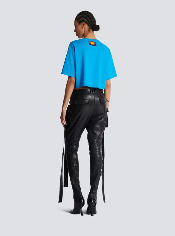 Balmain Leather Cargo Trousers With Straps Black Women Trousers And Shorts
