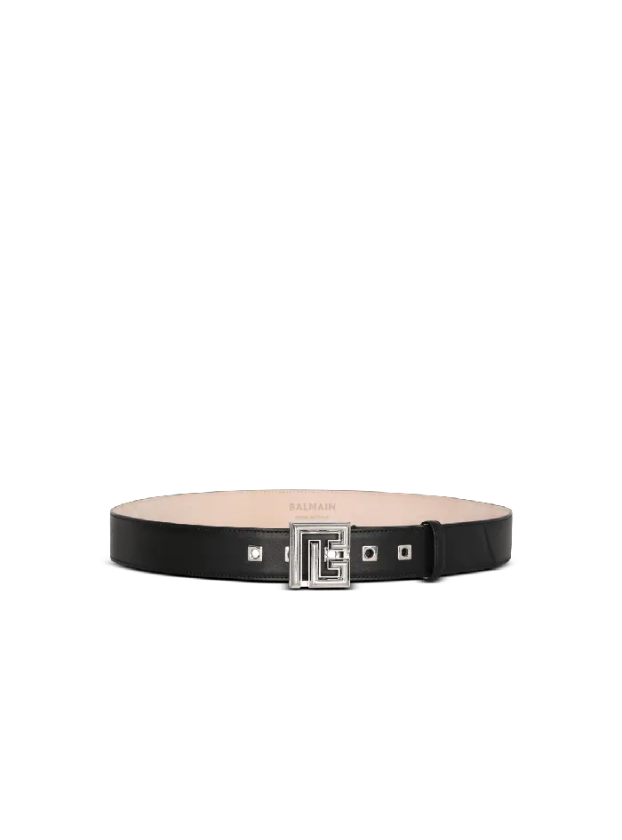 Balmain Leather PBelt Black Men Belts