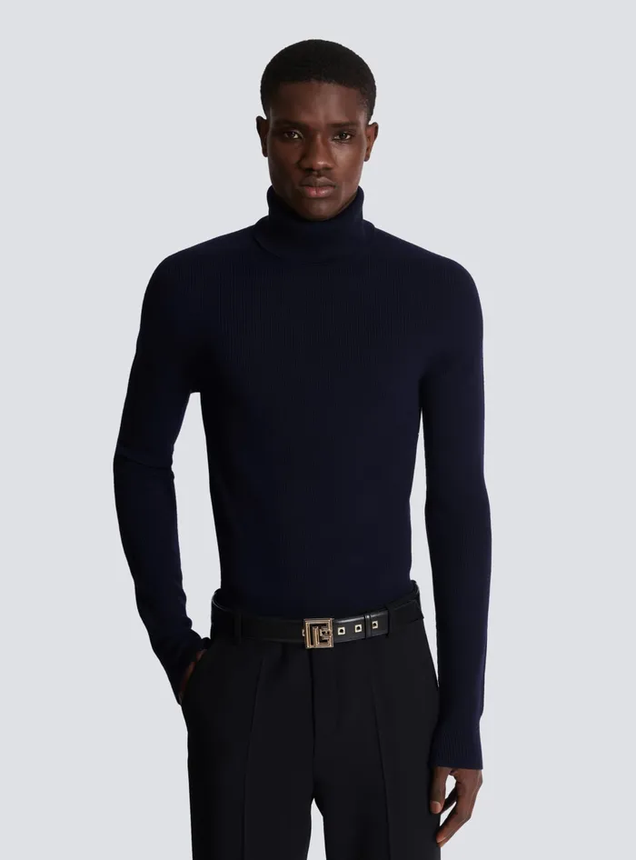Balmain Leather PBelt Black Men Belts
