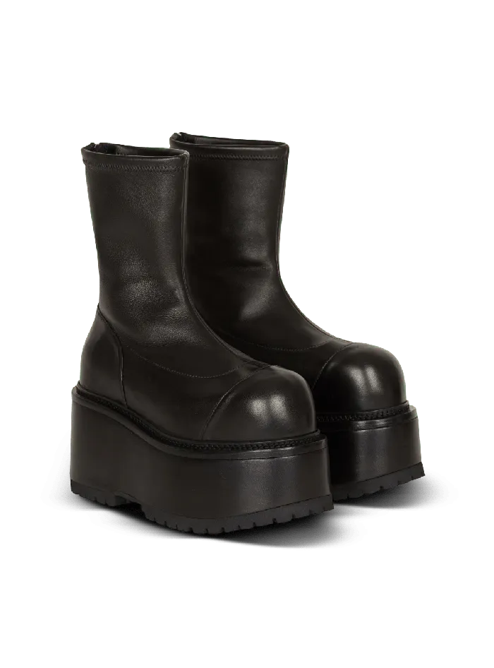 Balmain Leather Platform Boots Black Women Boots