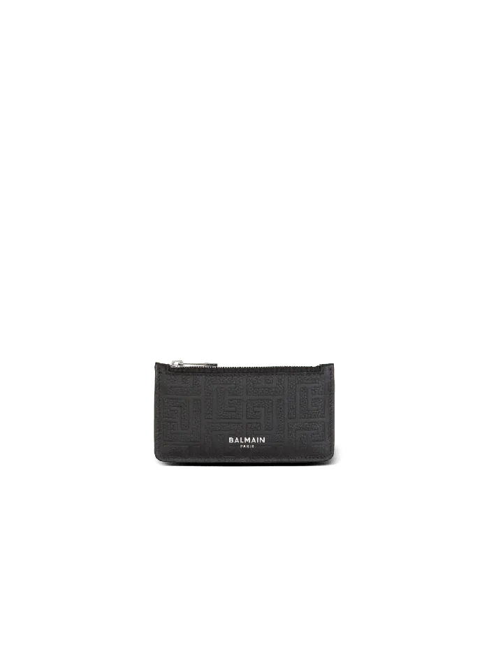 Balmain Leather Purse Black Men Small Leather Goods