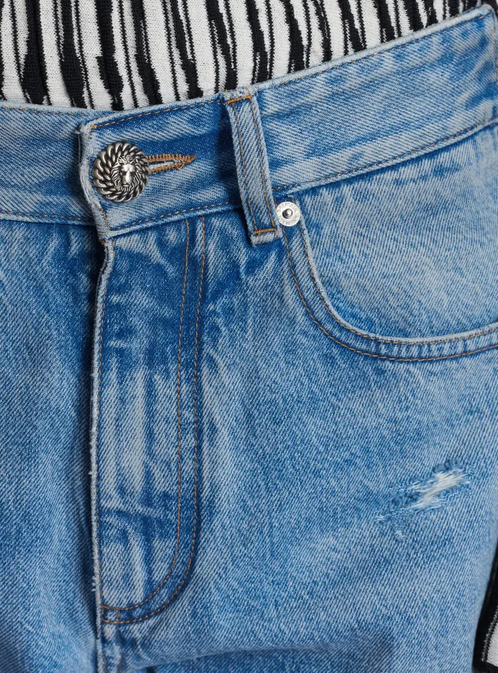 Balmain Loosefit Denim And Knit Jeans Blue Men Denim