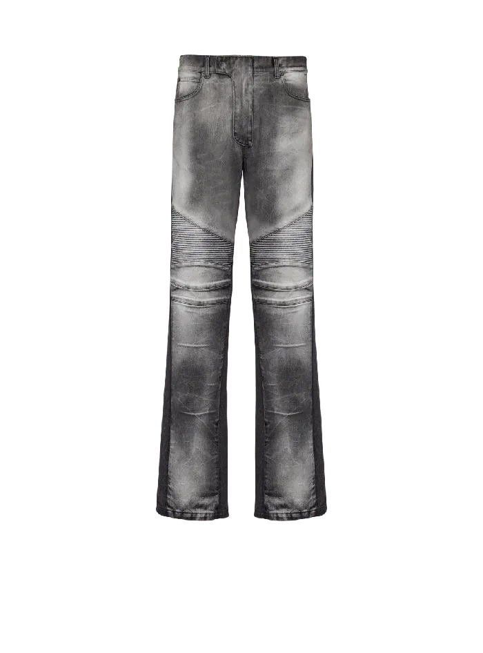 Balmain Loosefit Denim Biker Jeans Black Men Denim