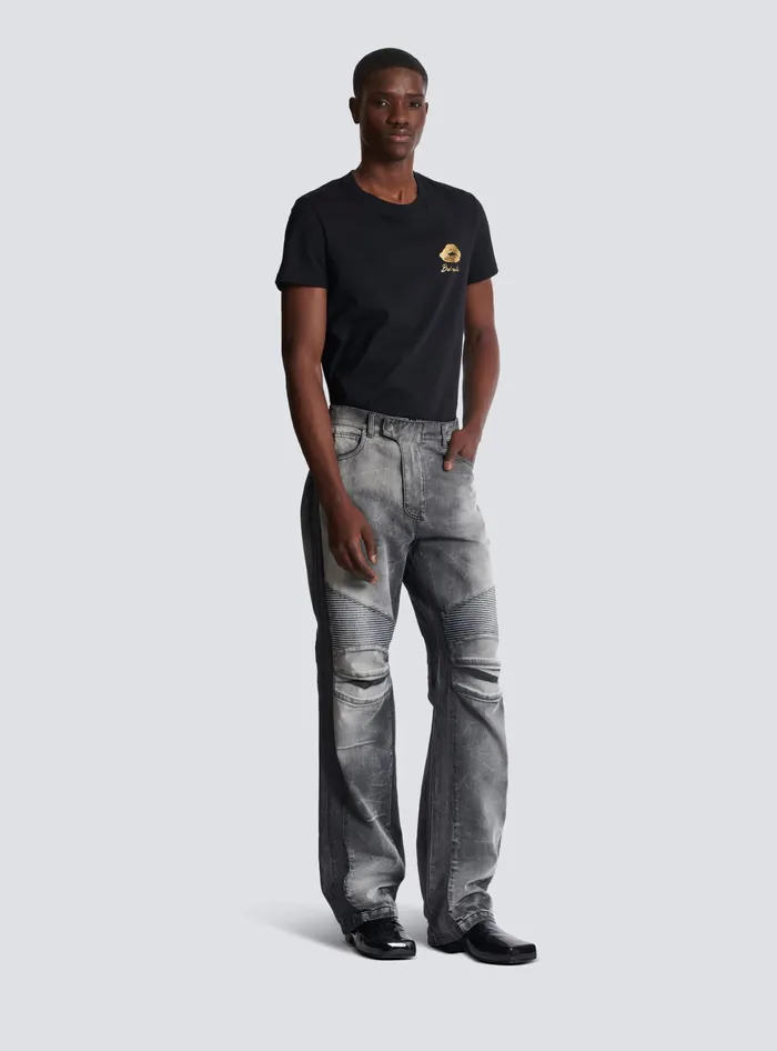 Balmain Loosefit Denim Biker Jeans Black Men Denim