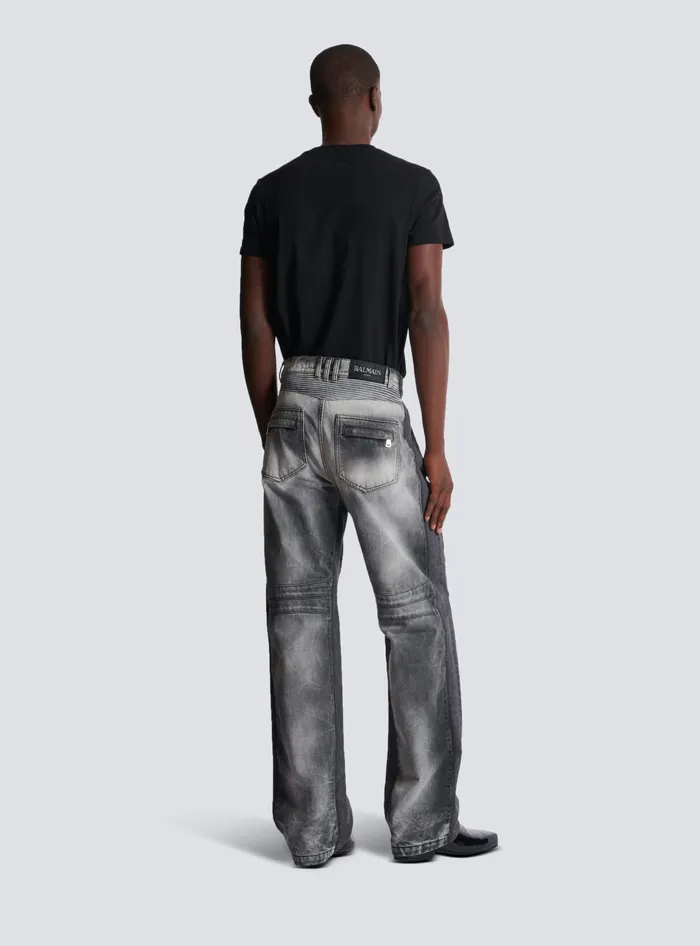 Balmain Loosefit Denim Biker Jeans Black Men Denim