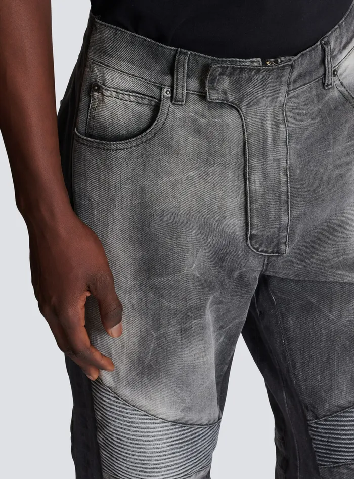 Balmain Loosefit Denim Biker Jeans Black Men Denim