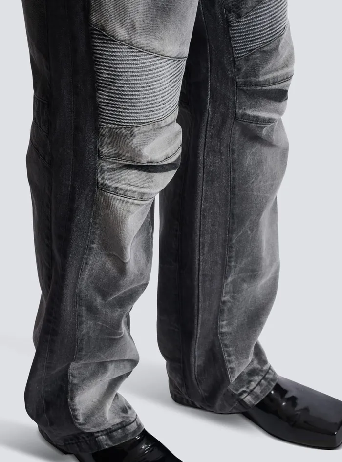 Balmain Loosefit Denim Biker Jeans Black Men Denim