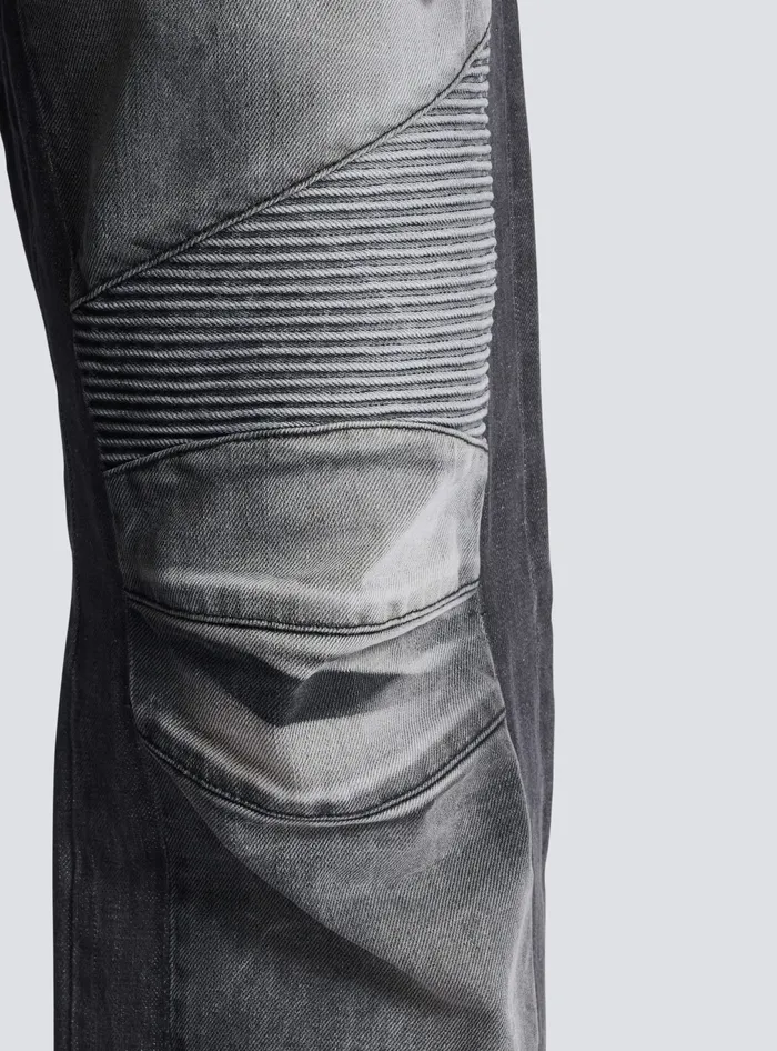 Balmain Loosefit Denim Biker Jeans Black Men Denim