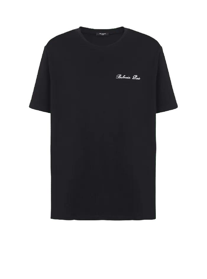 Balmain Loose Tshirt With Signature Embroidery Black Men TShirts