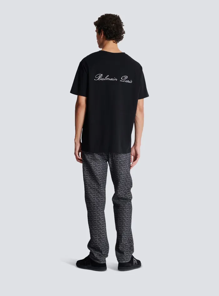 Balmain Loose Tshirt With Signature Embroidery Black Men TShirts