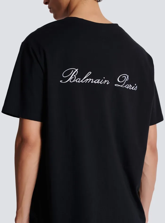 Balmain Loose Tshirt With Signature Embroidery Black Men TShirts