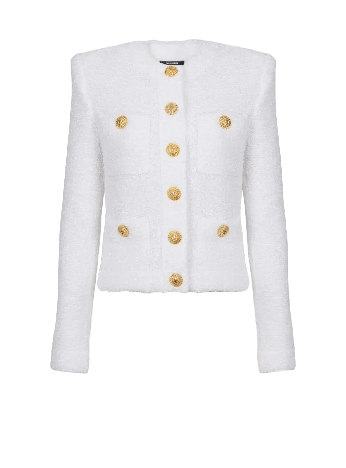 Balmain Miami Tweed 4pocket Jacket White Women Jackets And Blazers