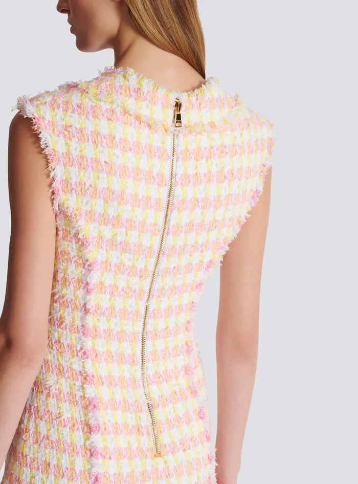 Balmain Miami Tweed Dress With Buttons Multicolor Women Dresses