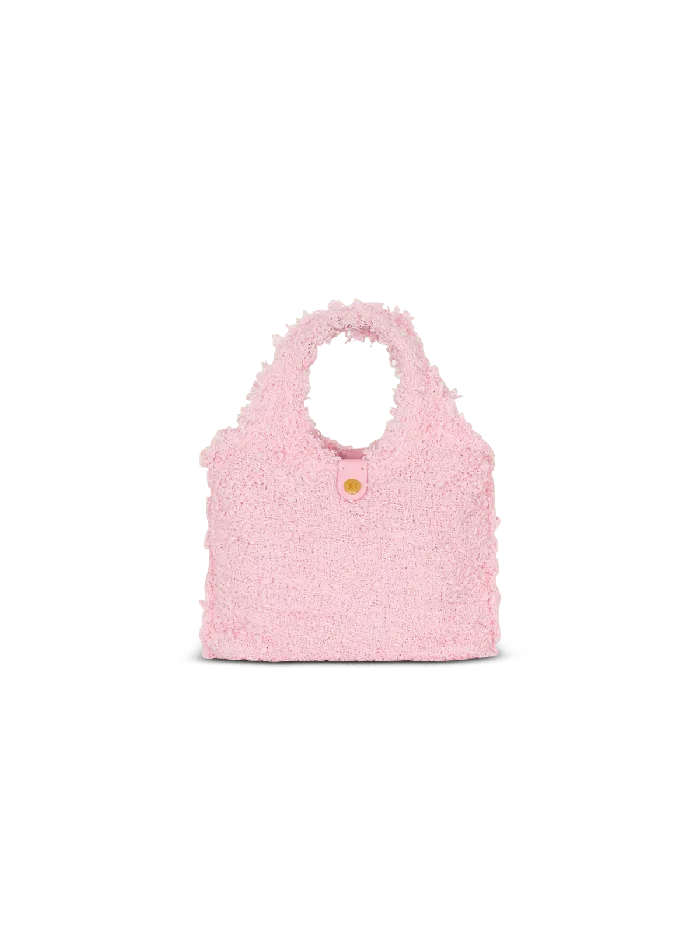Balmain Mini BArmy Grocery Bag In Tweed Pink Women Grocery Bags