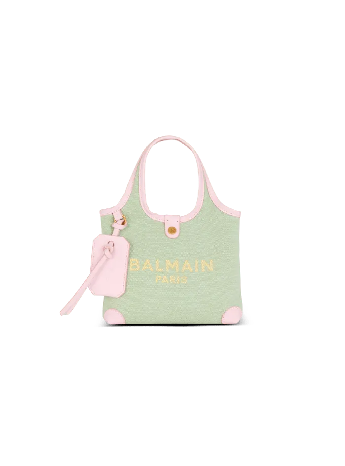 Balmain Mini Canvas And Leather BArmy Grocery Bag Green Women Grocery Bags
