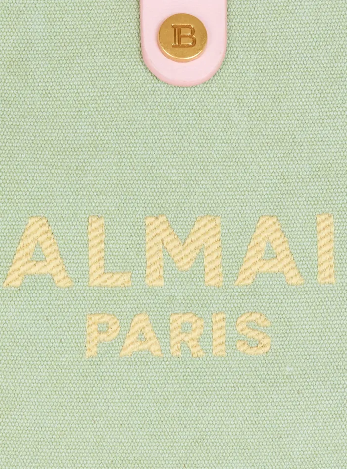 Balmain Mini Canvas And Leather BArmy Grocery Bag Green Women Grocery Bags