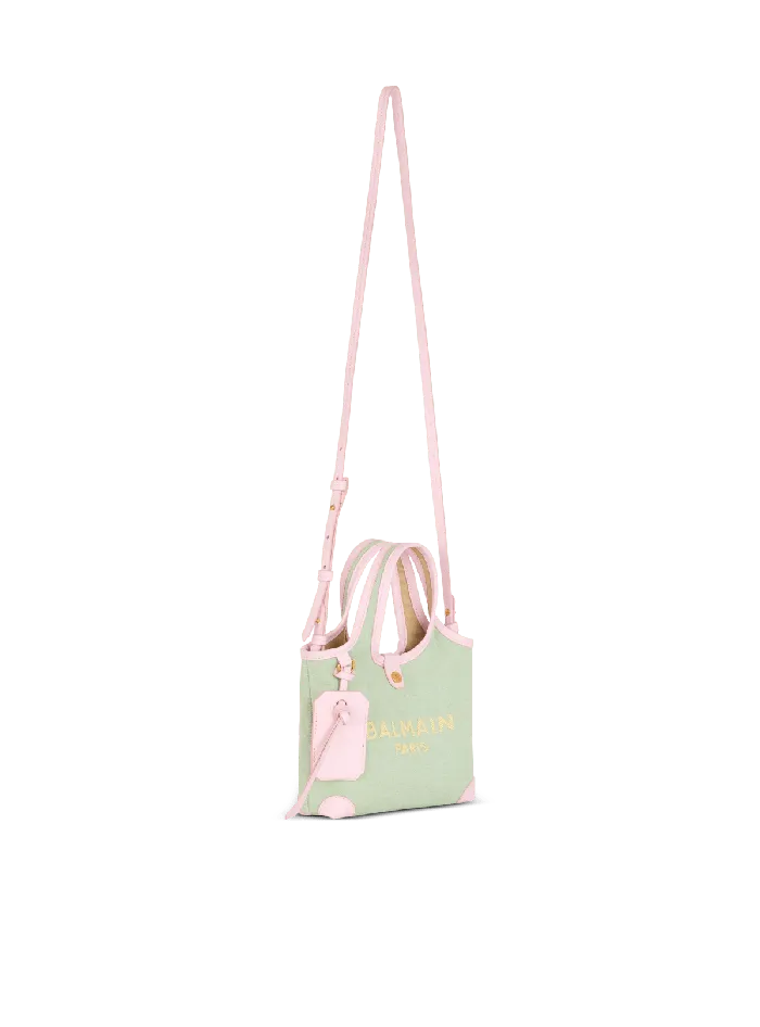 Balmain Mini Canvas And Leather BArmy Grocery Bag Green Women Grocery Bags