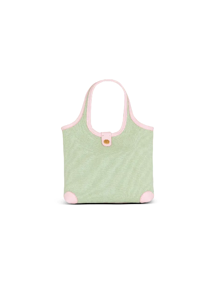 Balmain Mini Canvas And Leather BArmy Grocery Bag Green Women Grocery Bags