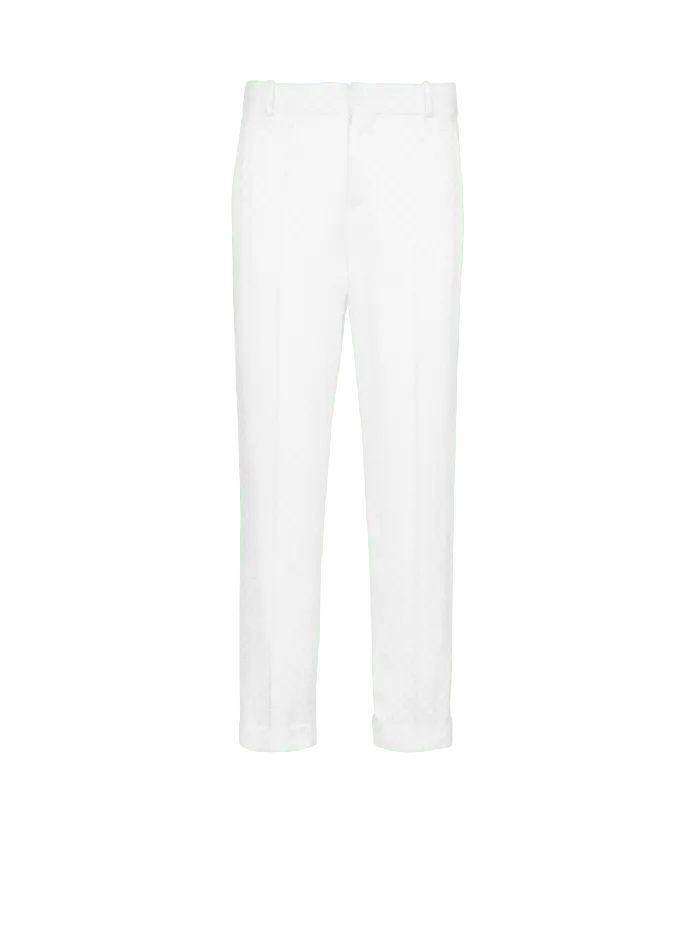 Balmain Monogram Satin Trousers White Men Trousers And Shorts