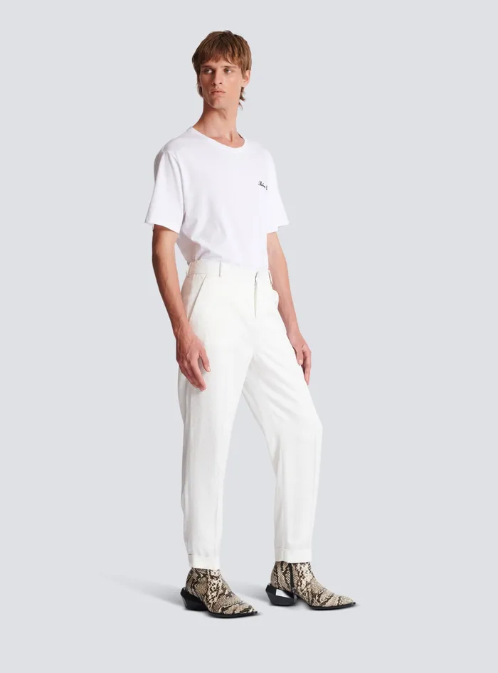 Balmain Monogram Satin Trousers White Men Trousers And Shorts
