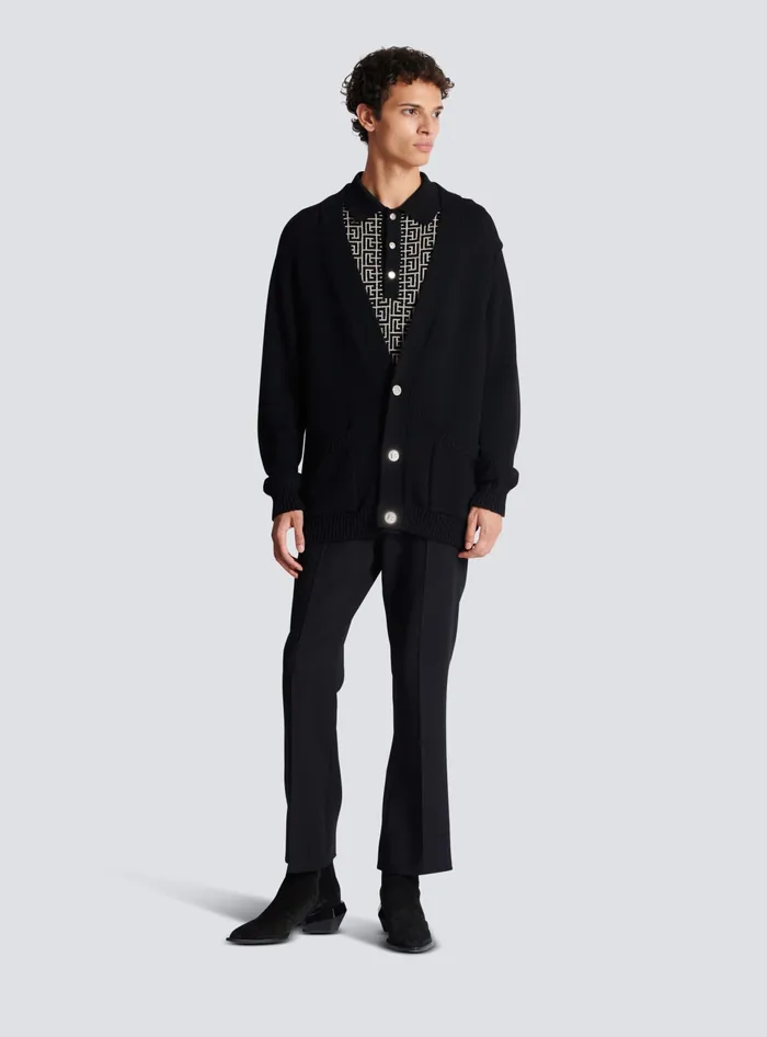 Balmain Monogrammed Polo Shirt Black Men Shirts And Polos