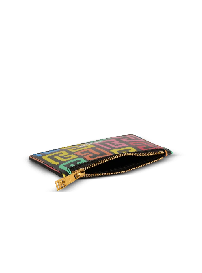 Balmain Multicoloured PB Labyrinth Calfskin Purse Black Men Small Leather Goods