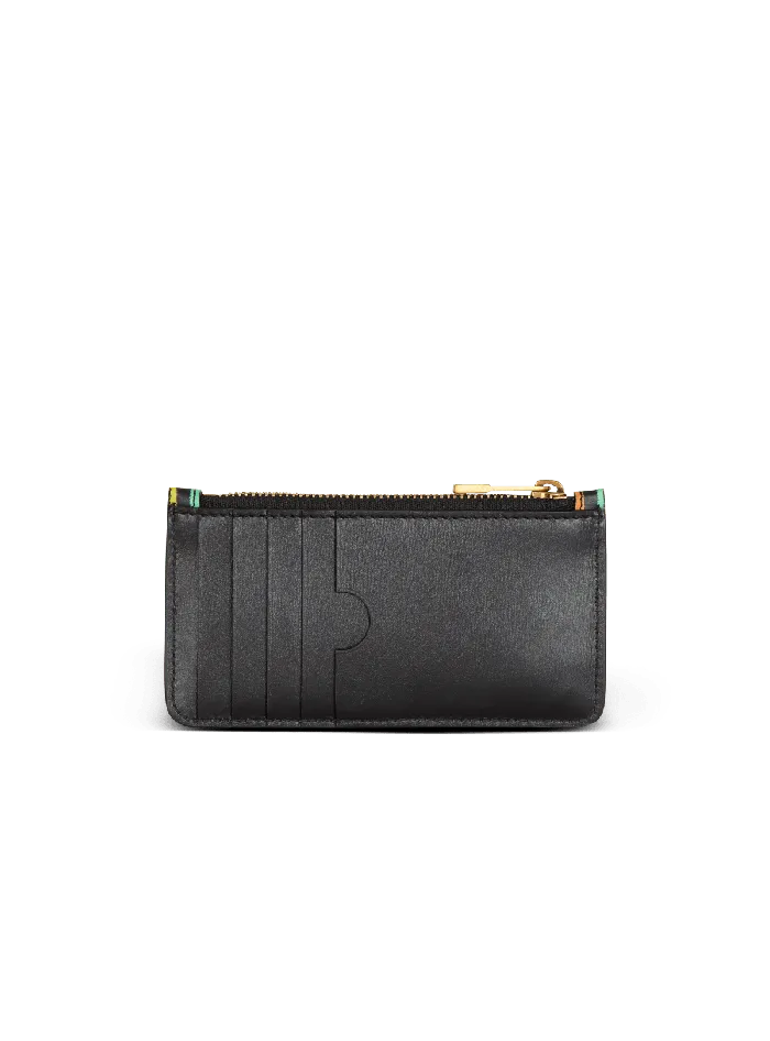 Balmain Multicoloured PB Labyrinth Calfskin Purse Black Men Small Leather Goods