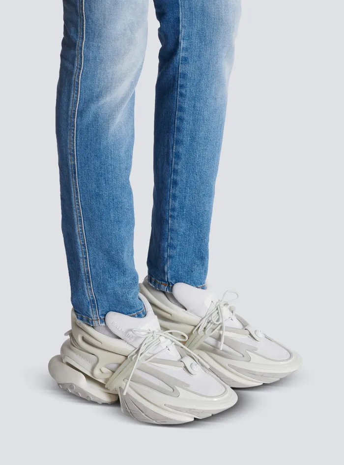 Balmain Neoprene And Leather Unicorn Lowtop Sneakers White Men Sneakers
