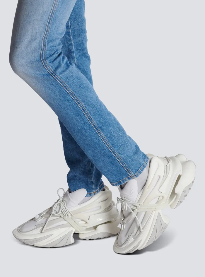 Balmain Neoprene And Leather Unicorn Lowtop Sneakers White Men Sneakers