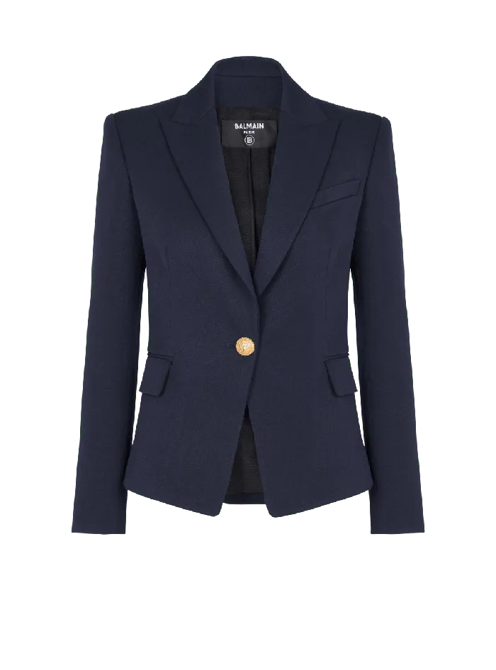 Balmain Onebutton Wool Blazer Navy Women Jackets And Blazers
