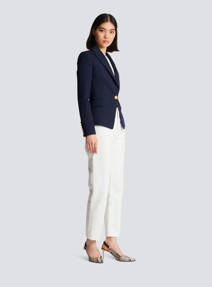 Balmain Onebutton Wool Blazer Navy Women Jackets And Blazers