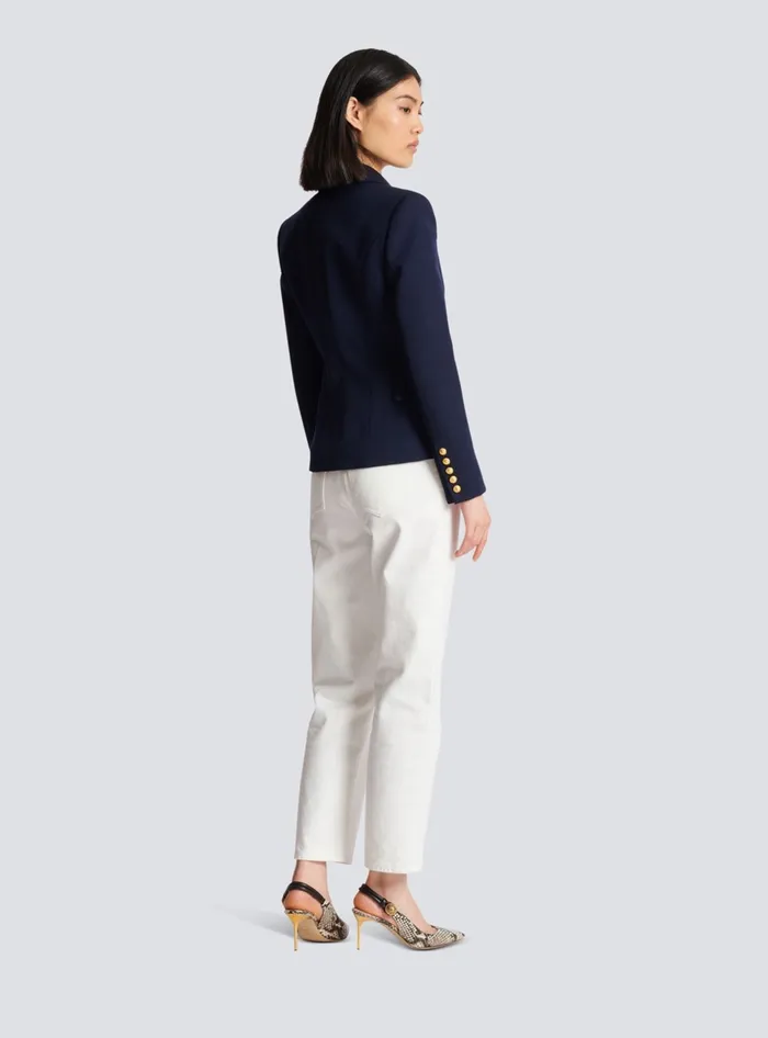 Balmain Onebutton Wool Blazer Navy Women Jackets And Blazers