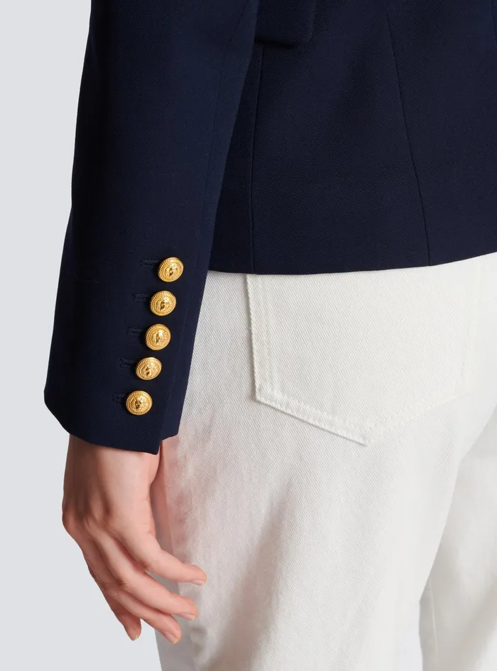 Balmain Onebutton Wool Blazer Navy Women Jackets And Blazers