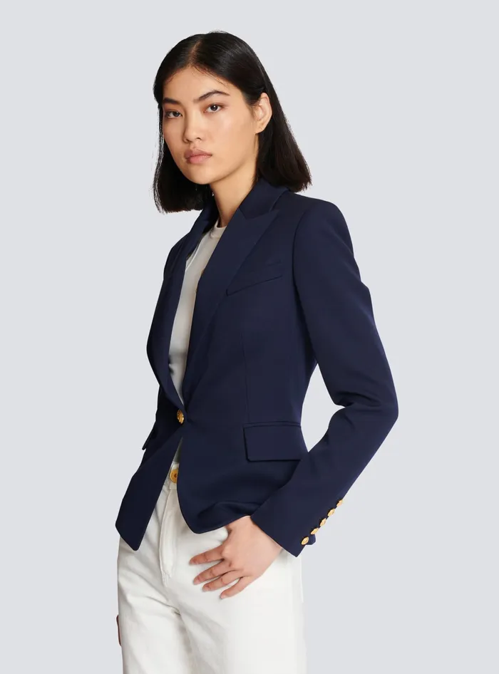 Balmain Onebutton Wool Blazer Navy Women Jackets And Blazers