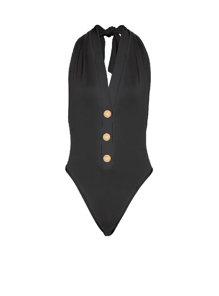 Balmain Onepiece Swimsuit With Buttons Black Women Swimwear