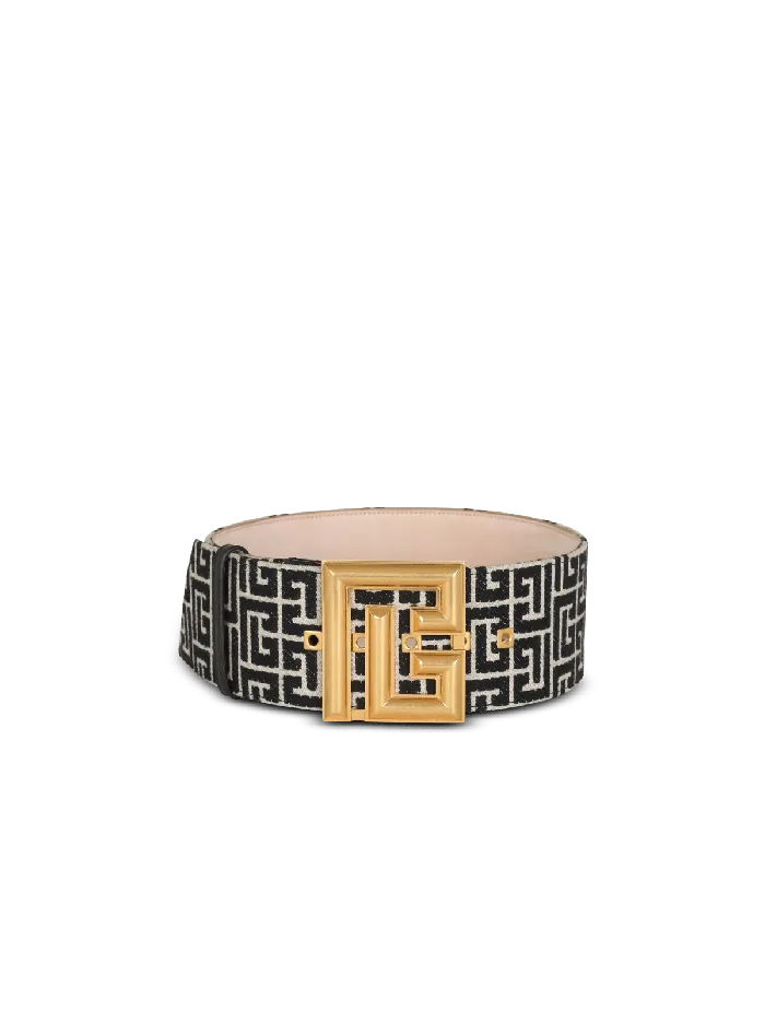 Balmain PBelt Monogram Jacquard Belt Black Women Belts